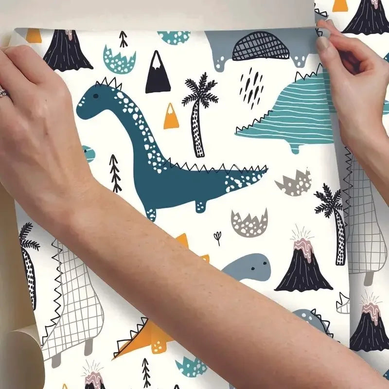 Papel de Parede Infantil 3D tema Dinossauro "Poli Lar"