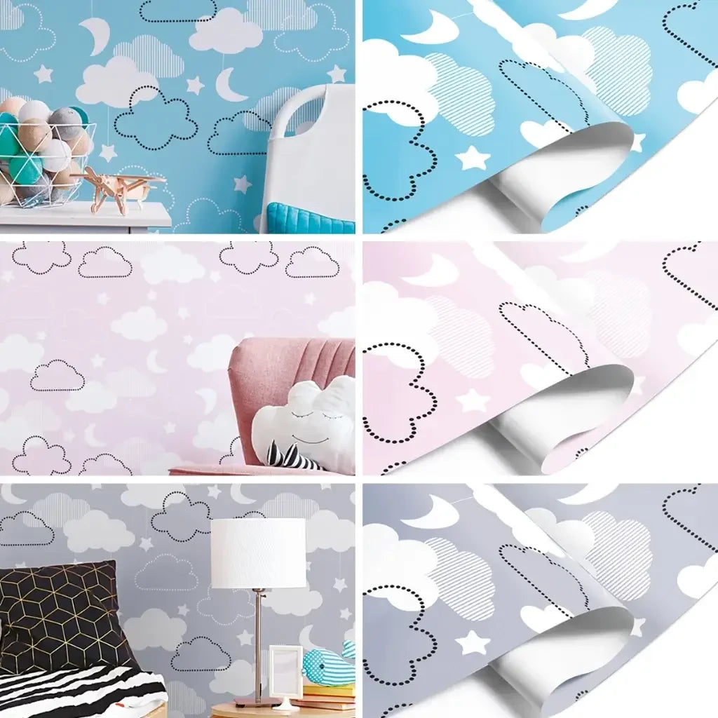 Papel de Parede 3D Infantil Nuvens ideal para (Meninos e Meninas) "Poli Lar"