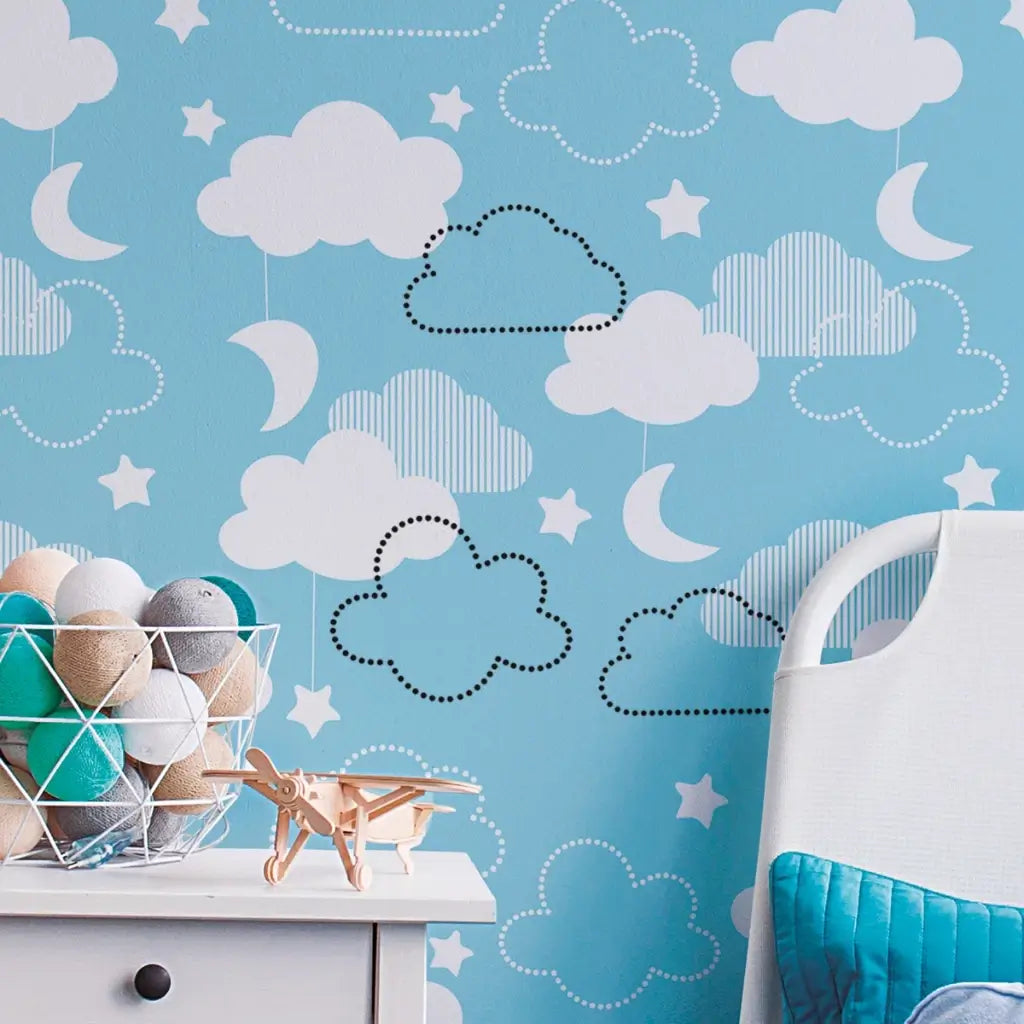 Papel de Parede 3D Infantil Nuvens ideal para (Meninos e Meninas) "Poli Lar"