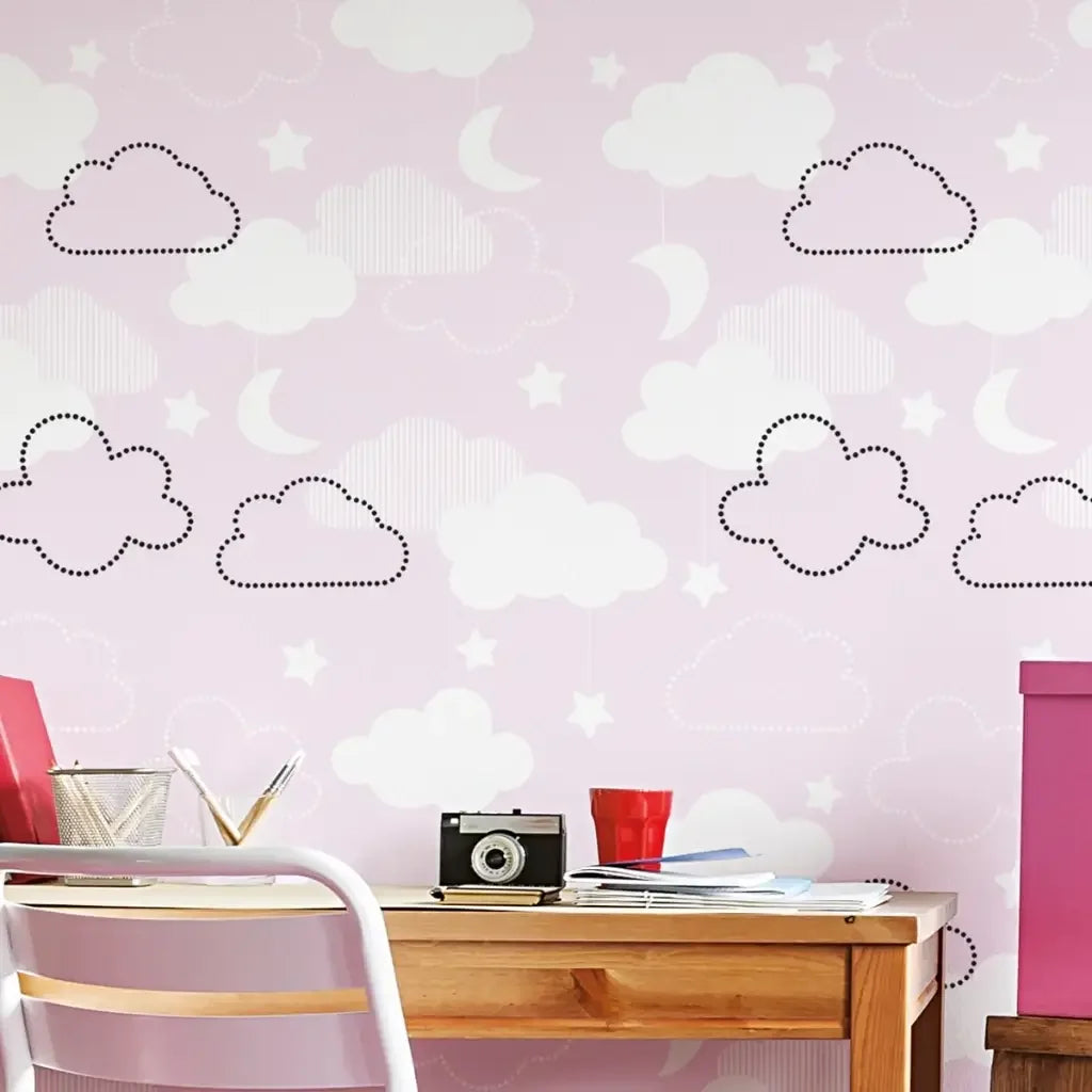 Papel de Parede 3D Infantil Nuvens ideal para (Meninos e Meninas) "Poli Lar"