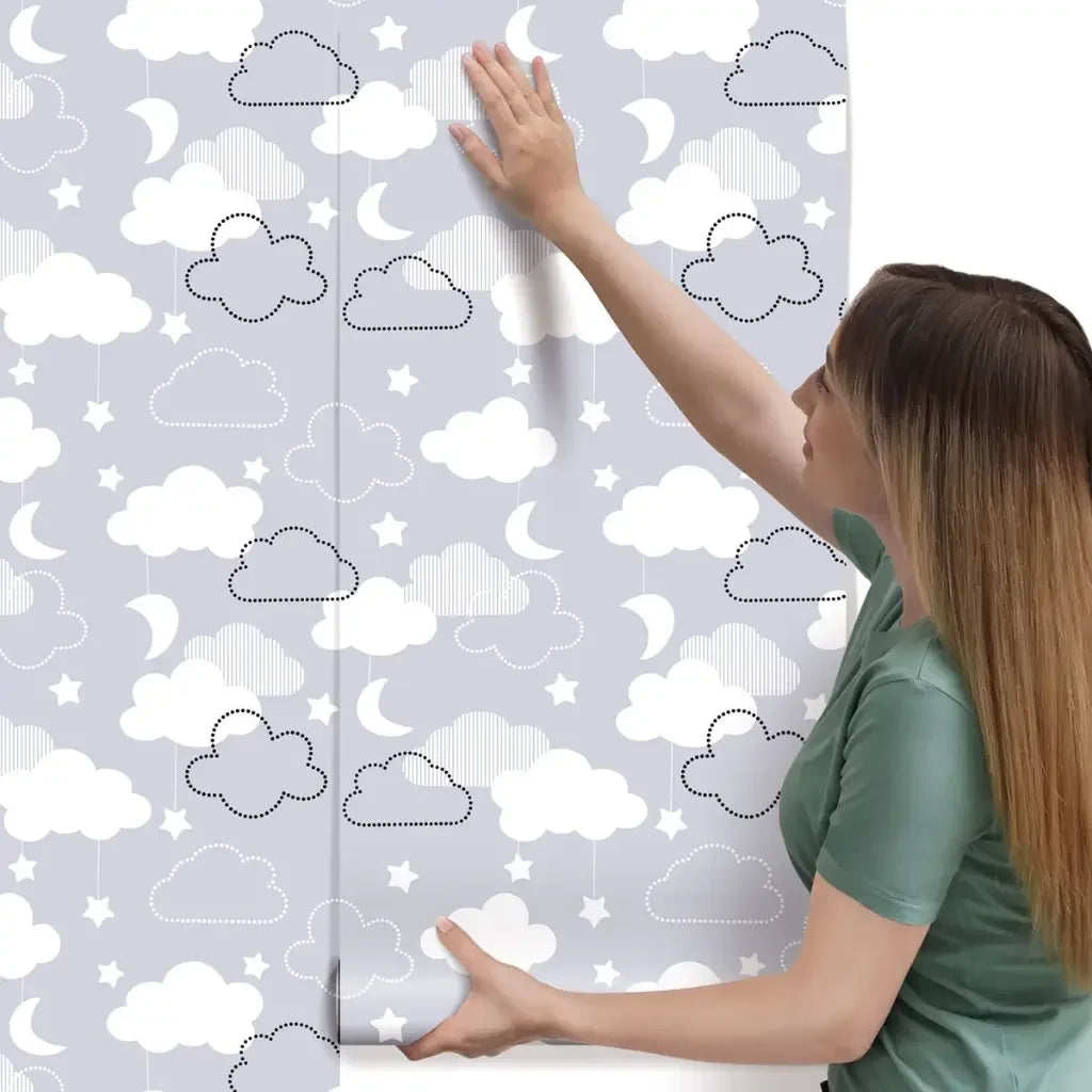 Papel de Parede 3D Infantil Nuvens ideal para (Meninos e Meninas) "Poli Lar"