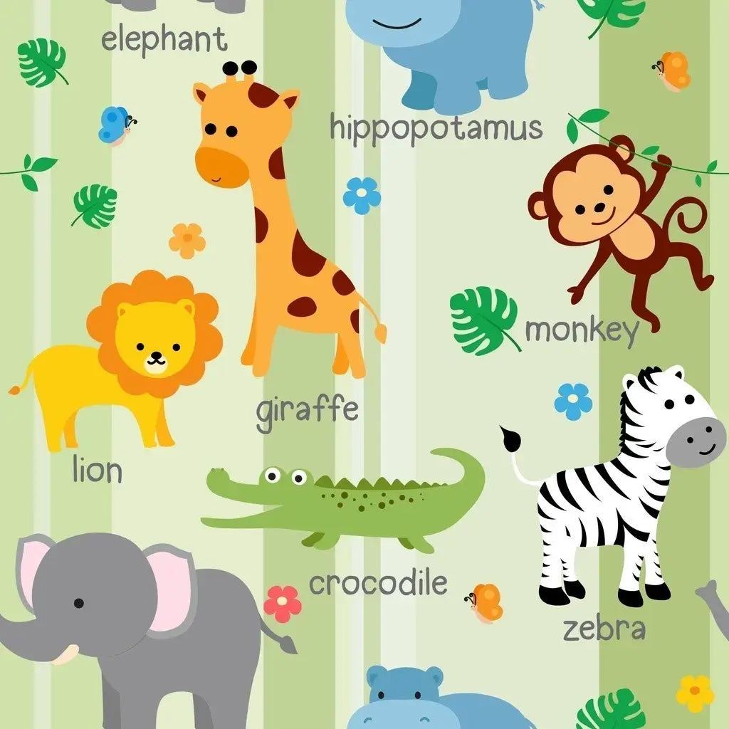 Papel de Parede Infantil 3D - Safari Savana - Meninos e Meninas "Poli Lar"