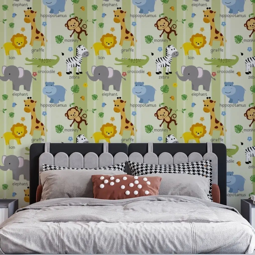 Papel de Parede Infantil 3D - Safari Savana - Meninos e Meninas "Poli Lar"