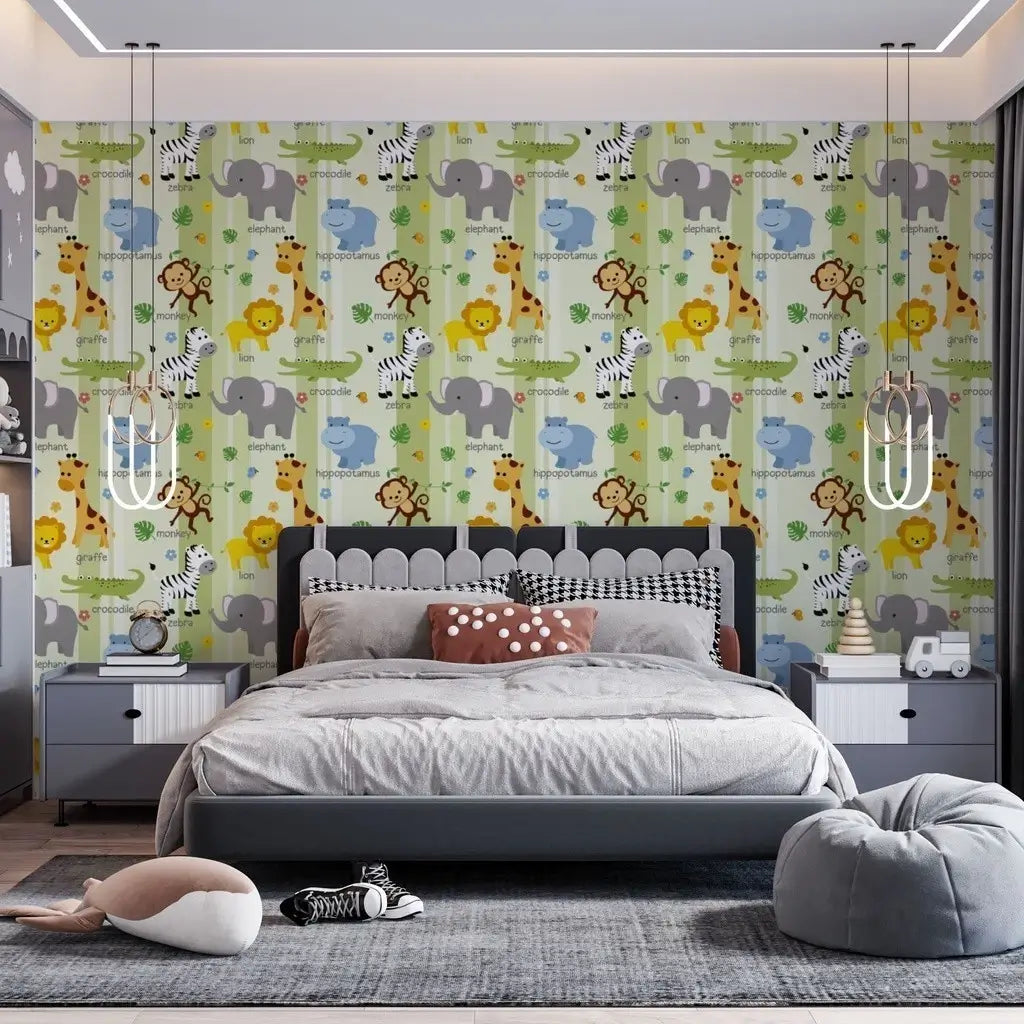 Papel de Parede Infantil 3D - Safari Savana - Meninos e Meninas "Poli Lar"