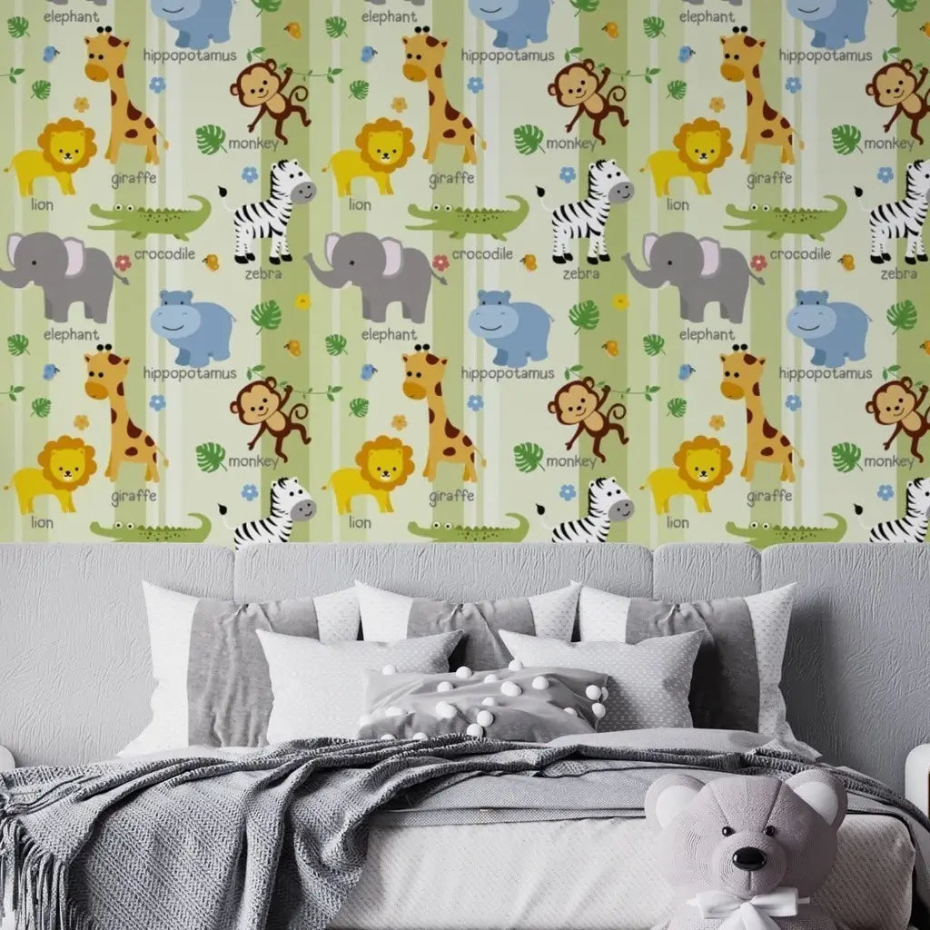 Papel de Parede Infantil 3D - Safari Savana - Meninos e Meninas "Poli Lar"