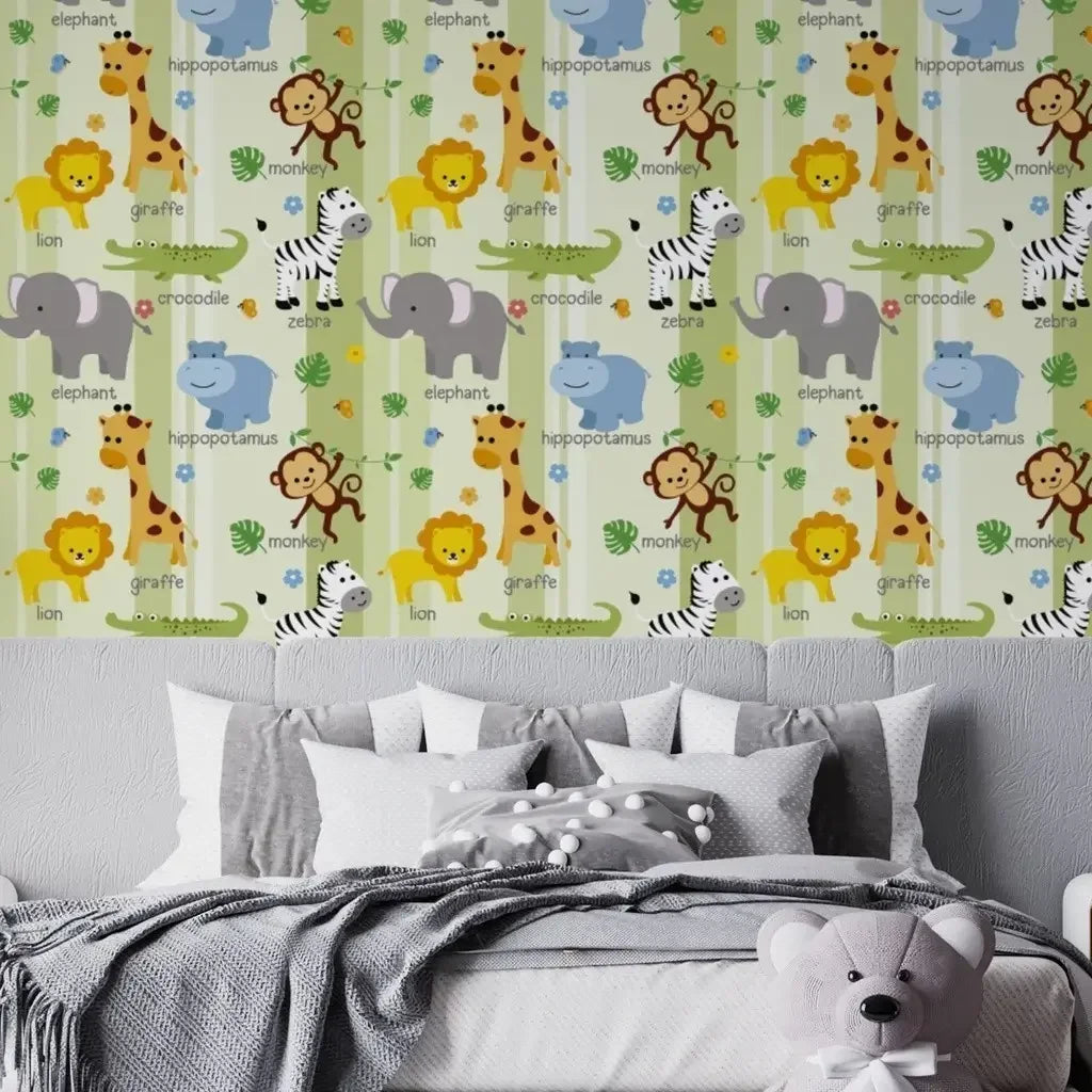 Papel de Parede Infantil 3D - Safari Savana - Meninos e Meninas "Poli Lar"