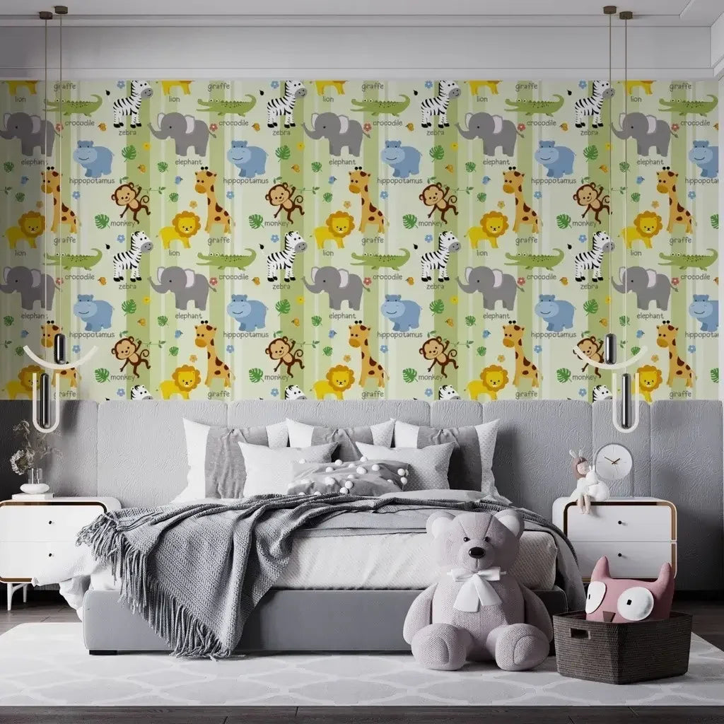 Papel de Parede Infantil 3D - Safari Savana - Meninos e Meninas "Poli Lar"