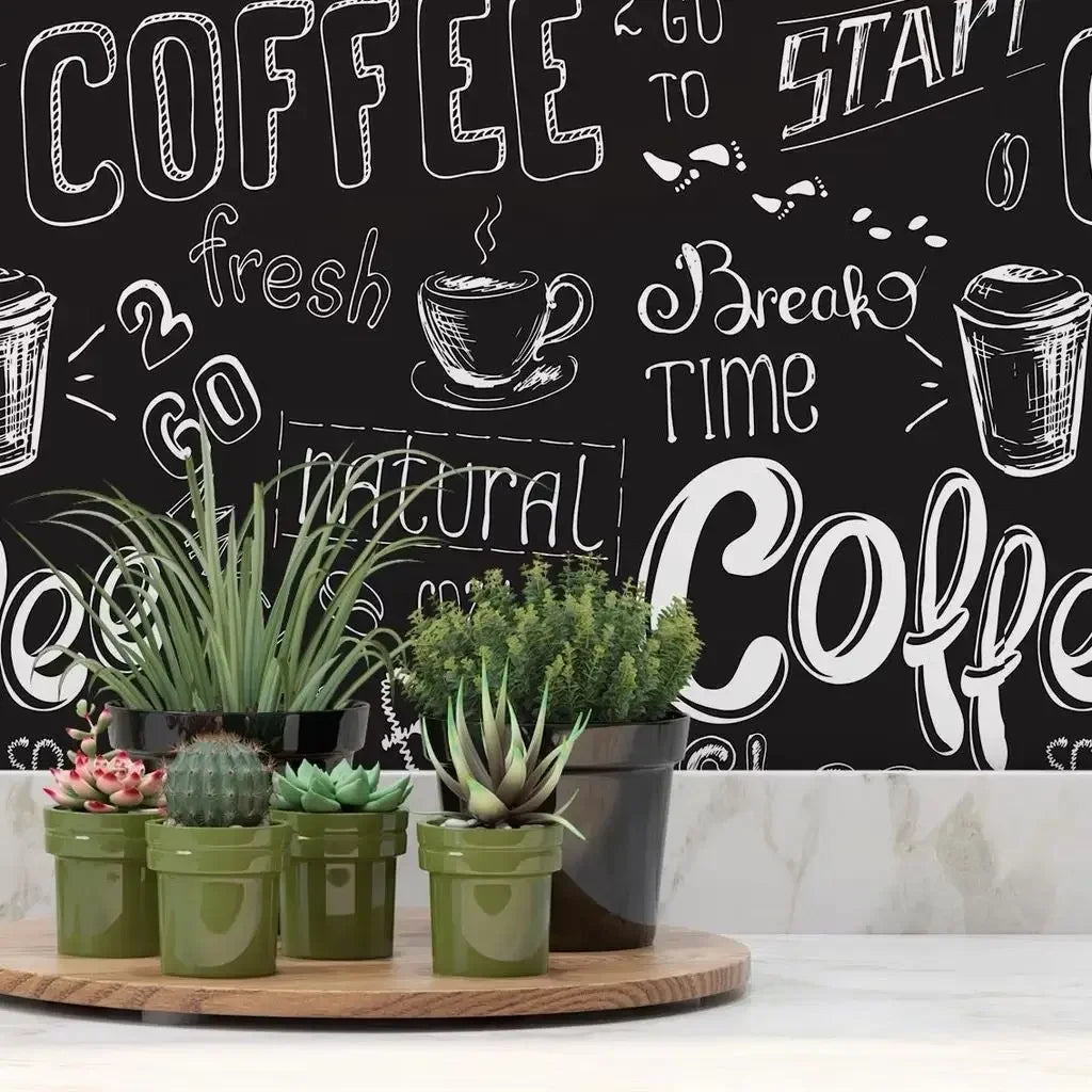 Papel de Parede Cantinho do Café (Preto Fosco) "Poli Lar" Moderno e Inovador !