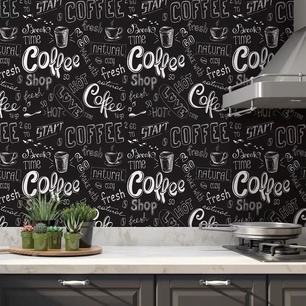 Papel de Parede Cantinho do Café (Preto Fosco) "Poli Lar" Moderno e Inovador !