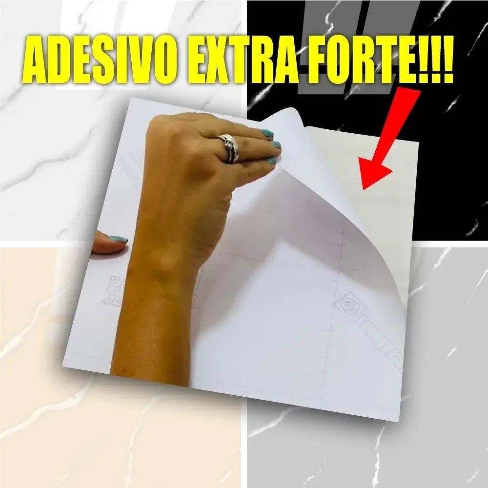 Piso de Porcelanato Vinilico Mármore PVC Super Brilho (Varias Cores e Estampas Diferentes) 50X50 "Poli Lar"