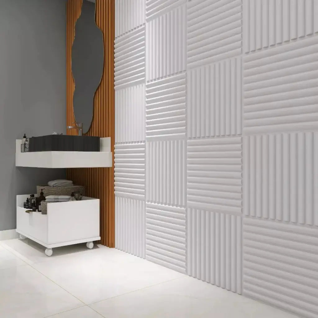 Placas de Parede 3D Kit Hungria Ripado 50X50 "Poli Lar"