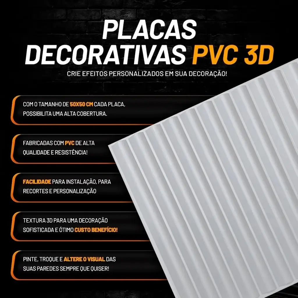 Placas de Parede 3D Kit Hungria Ripado 50X50 "Poli Lar"
