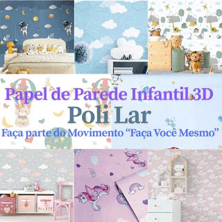 Papel de Parede Infantil 3D "Poli Lar" Estampas Modernas e Variadas