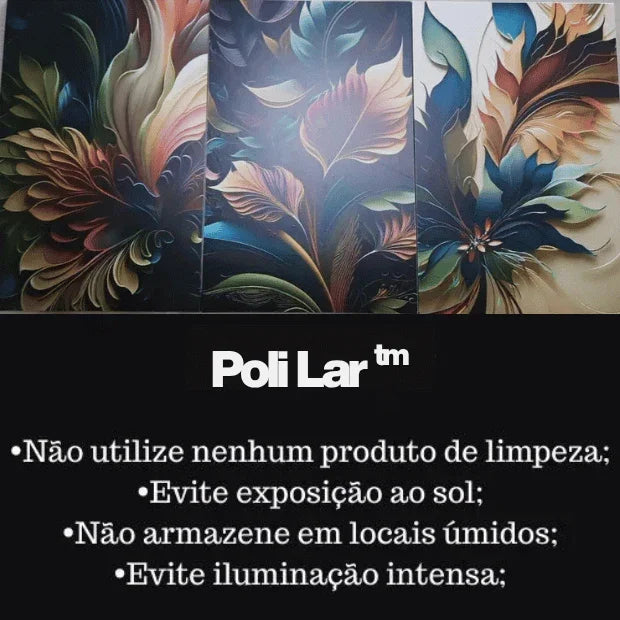 Quadros Decorativos 3 Peças (Flores e Folhas Modernas) "Poli Lar"