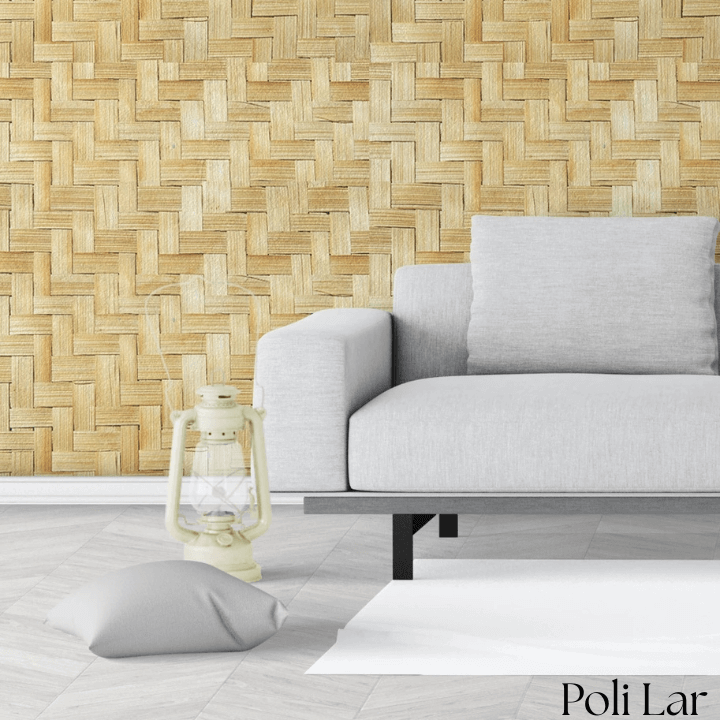 Papel de Parede 3D Palha Trançada "Poli Lar" Exuberância & Realismo em sua Parede
