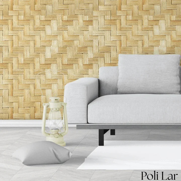 Papel de Parede 3D Palha Trançada "Poli Lar" Exuberância & Realismo em sua Parede