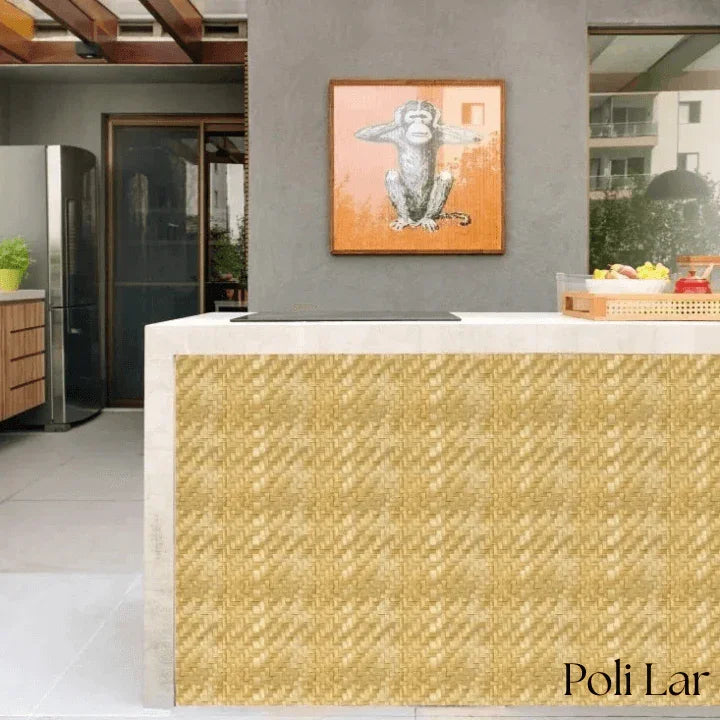 Papel de Parede 3D Palha Trançada "Poli Lar" Exuberância & Realismo em sua Parede