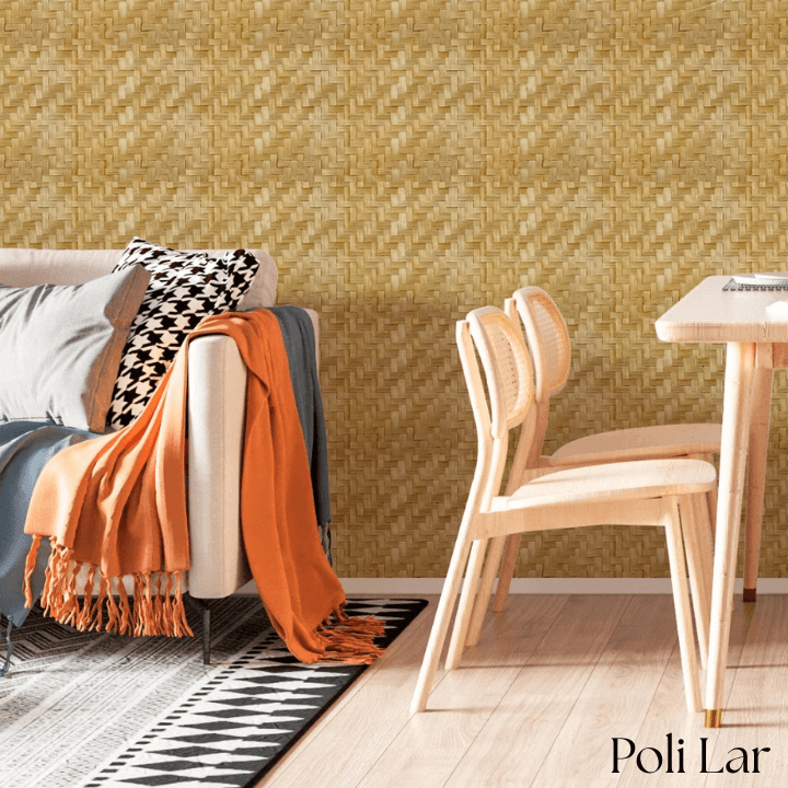 Papel de Parede 3D Palha Trançada "Poli Lar" Exuberância & Realismo em sua Parede