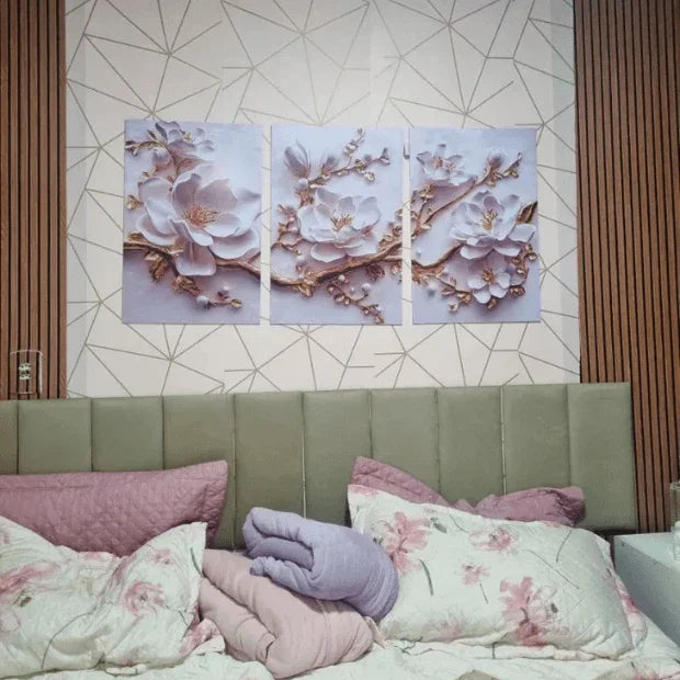 Jogo de Quadros 3D (Tulipas e Rosas) Flores de Luxo "Poli Lar"