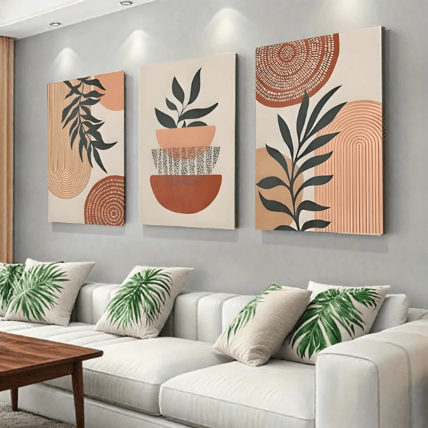 Quadros Decorativos Plantas Tropical com Linhas Geométricas "Poli Lar"