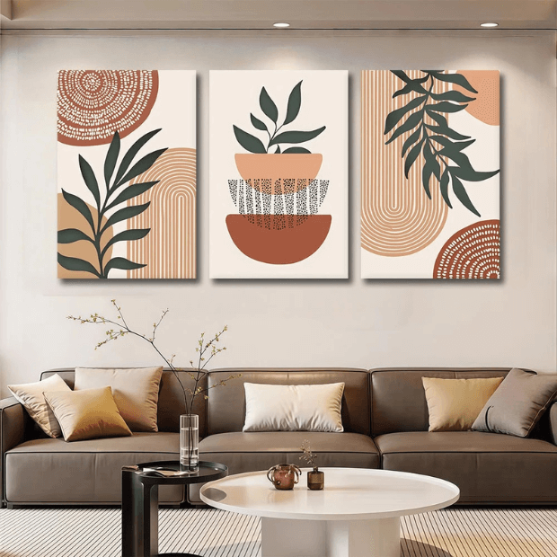 Quadros Decorativos Plantas Tropical com Linhas Geométricas "Poli Lar"