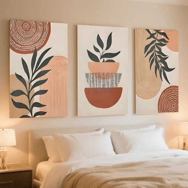 Quadros Decorativos Plantas Tropical com Linhas Geométricas "Poli Lar"