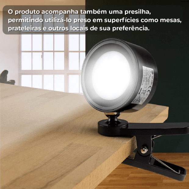 Luminária Spot de led (Arandela luz de parede) 3 tons de Luz recarregável USB "Poli Lar"