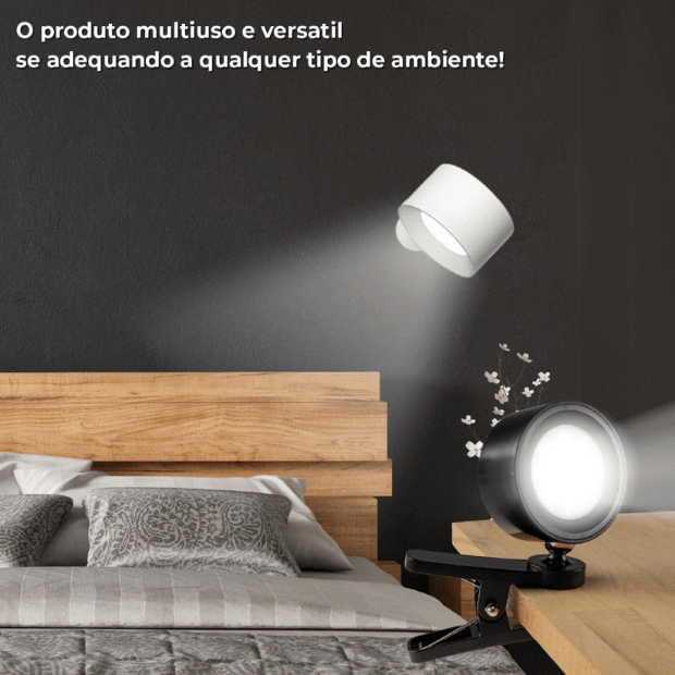 Luminária Spot de led (Arandela luz de parede) 3 tons de Luz recarregável USB "Poli Lar"