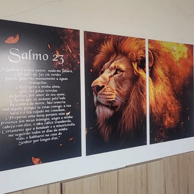 Quadros Religiosos Decorativo (Leão de Judá: Salmo 23) "Poli Lar"