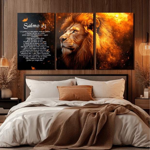 Quadros Religiosos Decorativo (Leão de Judá: Salmo 23) "Poli Lar"