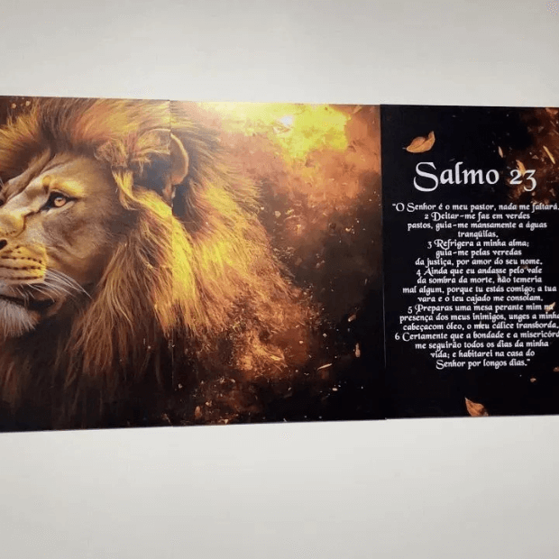 Quadros Religiosos Decorativo (Leão de Judá: Salmo 23) "Poli Lar"
