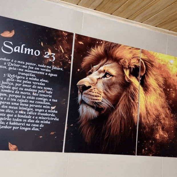 Quadros Religiosos Decorativo (Leão de Judá: Salmo 23) "Poli Lar"