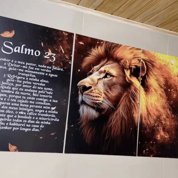 Quadros Religiosos Decorativo (Leão de Judá: Salmo 23) "Poli Lar"