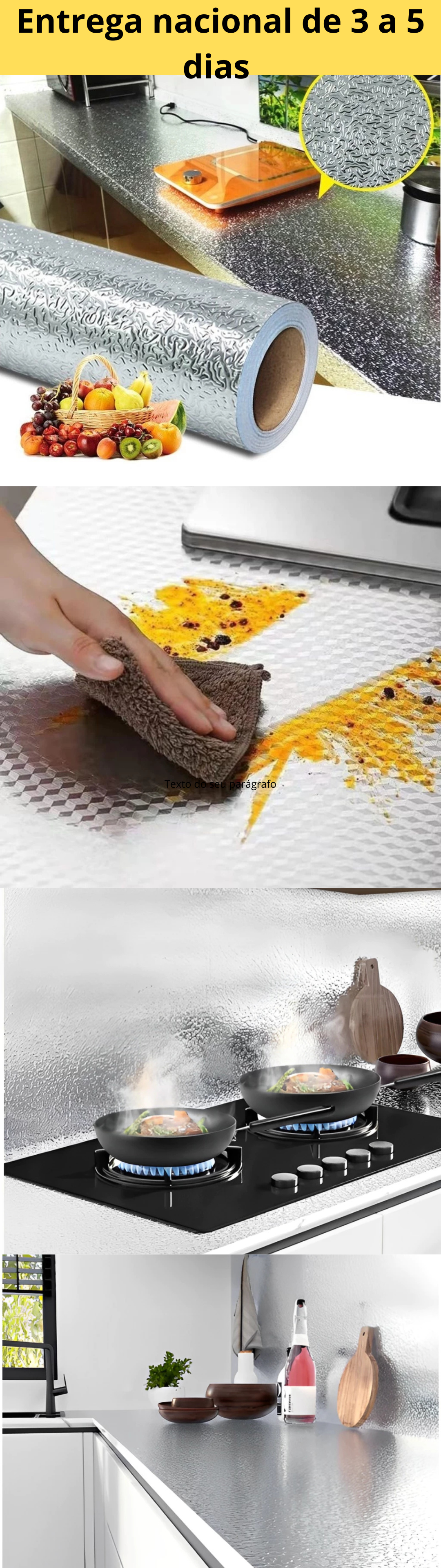 Adesivo de Parede Multiuso "Alumínio Poli Lar" - Lavável e Impermeável !!!