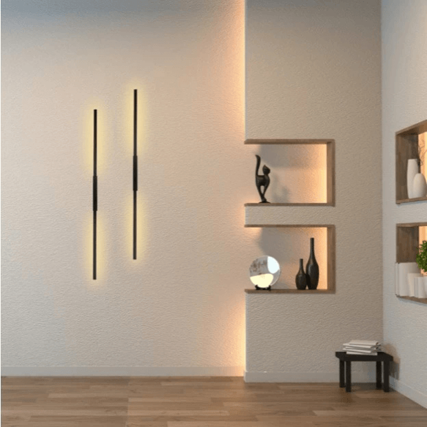 Arandela de Parede Linear de 1 metro Preto Fosco Design super Moderno (Luminária Aurora) "Poli Lar"