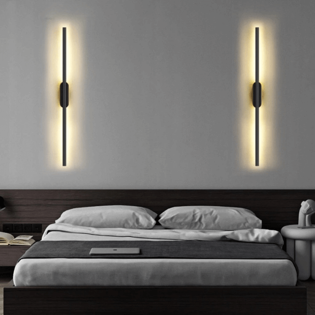 Arandela de Parede Linear de 1 metro Preto Fosco Design super Moderno (Luminária Aurora) "Poli Lar"