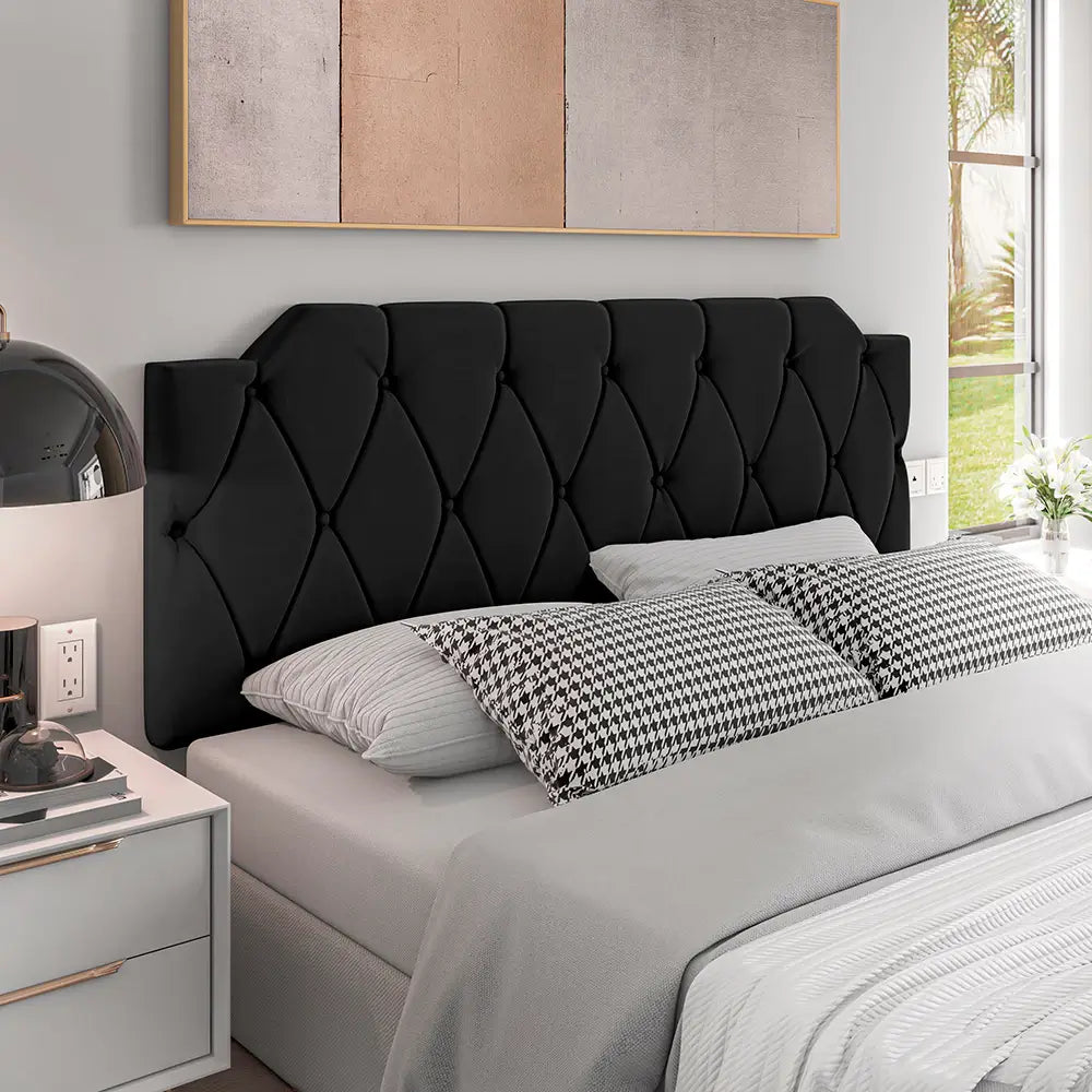 Cabeceira de Cama Box Casal Bruna "Poli Lar" Suede - Medidas: (1.40mts/1.60mts)