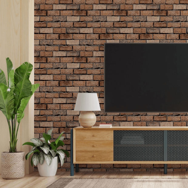 Papel de Parede 3D Tijolo Rústico "Poli Lar"