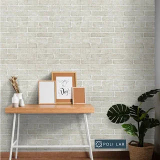 Papel de Parede Desing Tijolo (Branco Fosco) "Poli Lar"