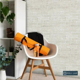 Papel de Parede Desing Tijolo (Branco Fosco) "Poli Lar"
