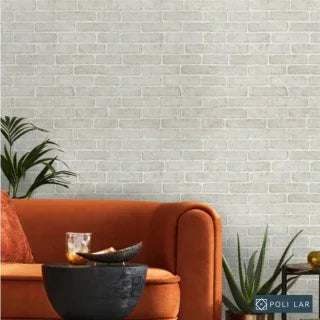 Papel de Parede Desing Tijolo (Branco Fosco) "Poli Lar"