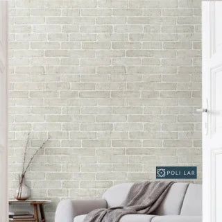 Papel de Parede Desing Tijolo (Branco Fosco) "Poli Lar"