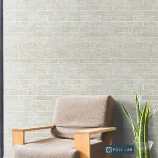 Papel de Parede Desing Tijolo (Branco Fosco) "Poli Lar"