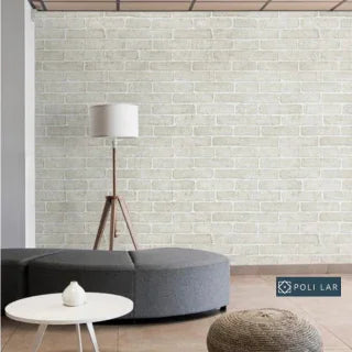 Papel de Parede Desing Tijolo (Branco Fosco) "Poli Lar"