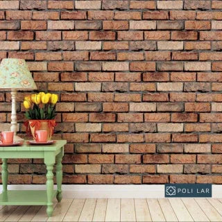 Papel de Parede 3D Tijolo Rústico "Poli Lar"