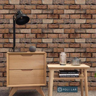 Papel de Parede 3D Tijolo Rústico "Poli Lar"