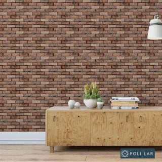 Papel de Parede 3D Tijolo Rústico "Poli Lar"