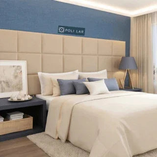 Cabeceira Modular "Poli Lar". Encosto Almofadado para Camas de Solteiro, Casal, Queem e King.