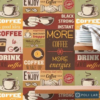 Papel de Parede 3D Cantinho do café Estilo Azulejo "Poli Lar"