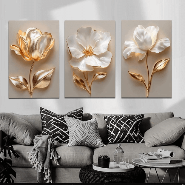Quadros Decorativos Flores 3D "Poli Lar"